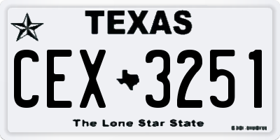 TX license plate CEX3251