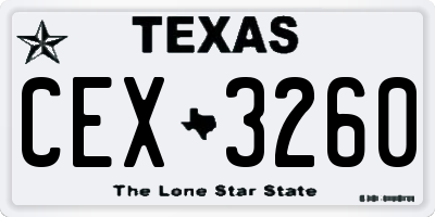 TX license plate CEX3260