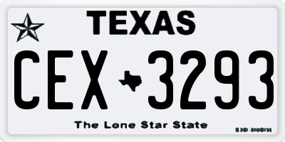 TX license plate CEX3293