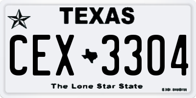 TX license plate CEX3304