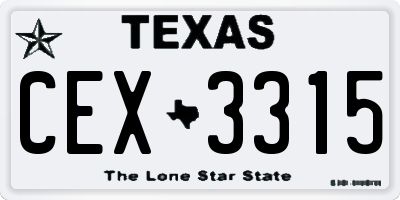 TX license plate CEX3315