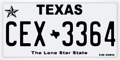 TX license plate CEX3364