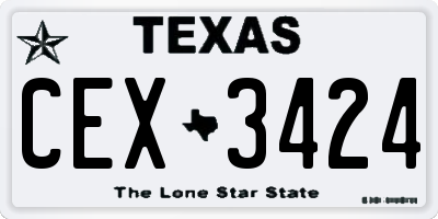TX license plate CEX3424