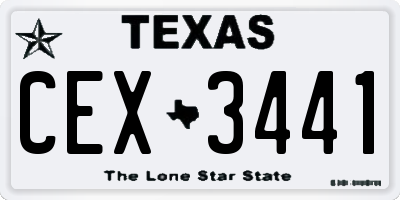 TX license plate CEX3441