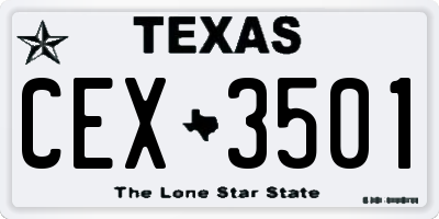 TX license plate CEX3501
