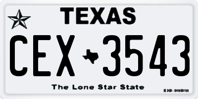 TX license plate CEX3543