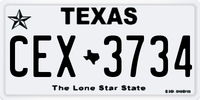 TX license plate CEX3734