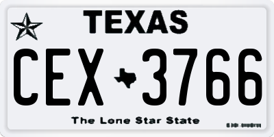 TX license plate CEX3766