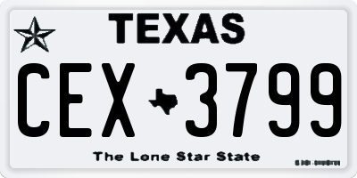 TX license plate CEX3799