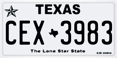 TX license plate CEX3983