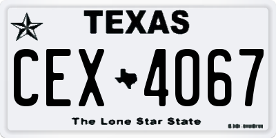 TX license plate CEX4067