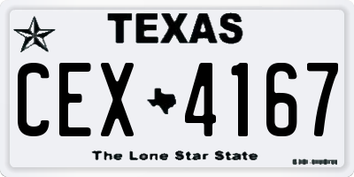 TX license plate CEX4167