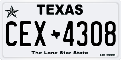 TX license plate CEX4308