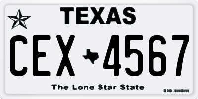 TX license plate CEX4567