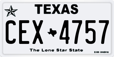 TX license plate CEX4757