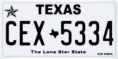 TX license plate CEX5334