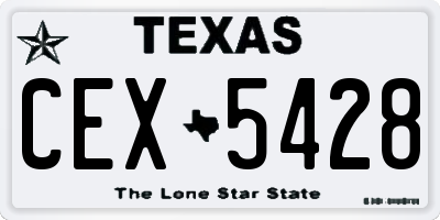 TX license plate CEX5428