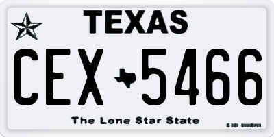 TX license plate CEX5466