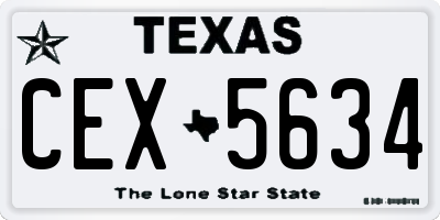 TX license plate CEX5634