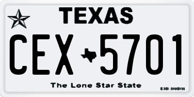 TX license plate CEX5701