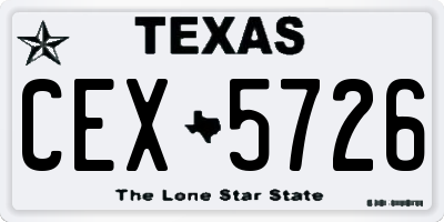 TX license plate CEX5726