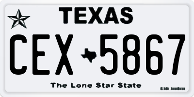 TX license plate CEX5867