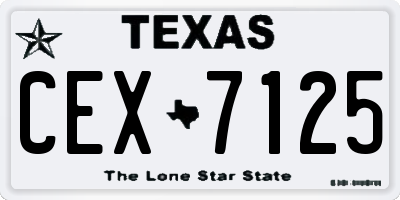 TX license plate CEX7125
