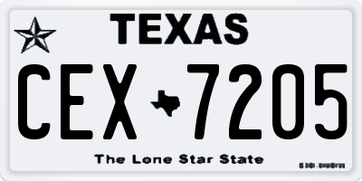 TX license plate CEX7205
