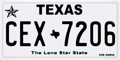 TX license plate CEX7206