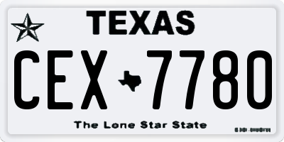 TX license plate CEX7780