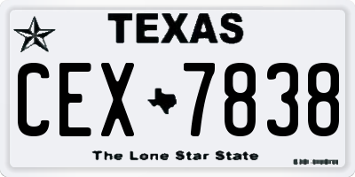 TX license plate CEX7838