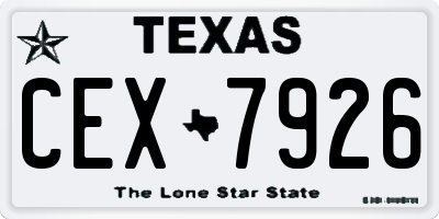 TX license plate CEX7926