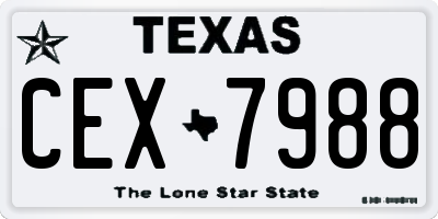 TX license plate CEX7988