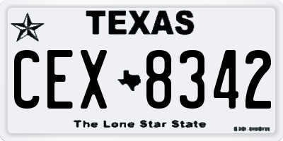 TX license plate CEX8342