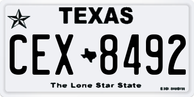 TX license plate CEX8492