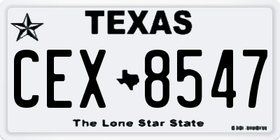 TX license plate CEX8547