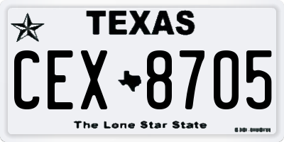 TX license plate CEX8705