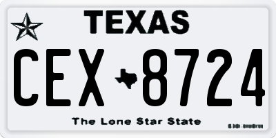 TX license plate CEX8724