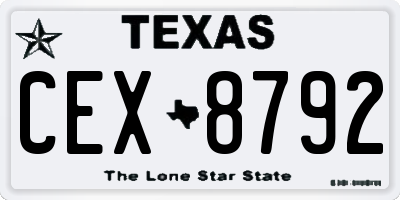 TX license plate CEX8792