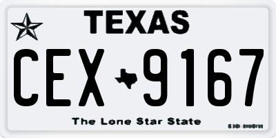 TX license plate CEX9167