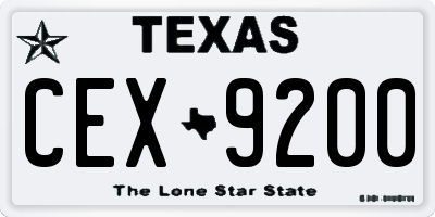 TX license plate CEX9200