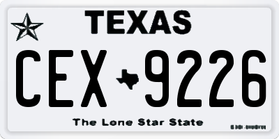 TX license plate CEX9226