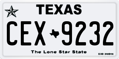 TX license plate CEX9232