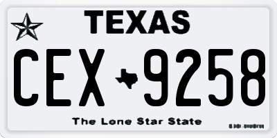 TX license plate CEX9258