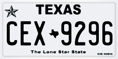 TX license plate CEX9296