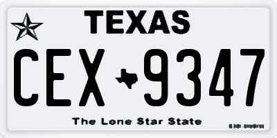 TX license plate CEX9347