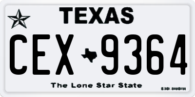 TX license plate CEX9364