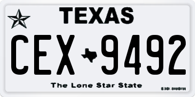 TX license plate CEX9492