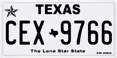 TX license plate CEX9766