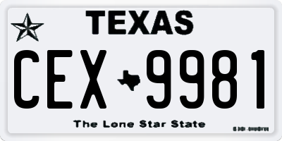 TX license plate CEX9981